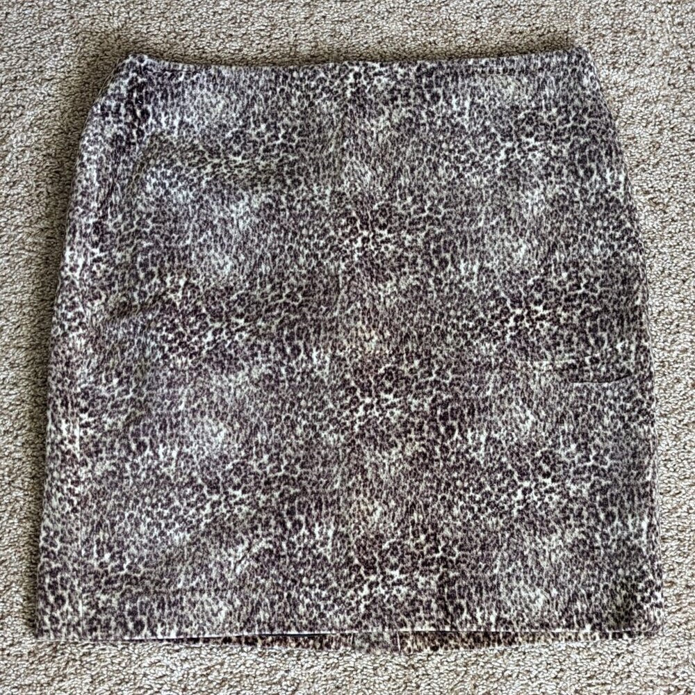 Talbots Cotton Velvet/Velour Animal Print Fully lined Mini Skirt Sz 14P